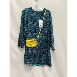 MARC JACOBS Teal Pink Leopard Print Satin Dress Size 12 Youth